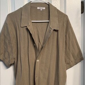 Madewell Taupe Ribbed Knit Polo